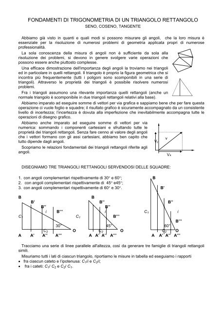 FONDAMENTI DI TRIGONOMETRIA DI UN TRIANGOLO ... - Artiglio