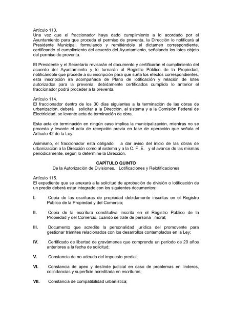 REGLAMENTO DE LA LEY DE FRACCIONAMIENTOS ... - Guanajuato