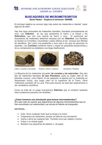 BUSCADORES DE MICROMETEORITOS - sac.csic.es