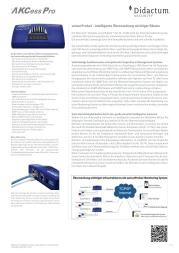 AKCP sensorProbe2 (SP2) Produktinformation und deutsches Datenblatt