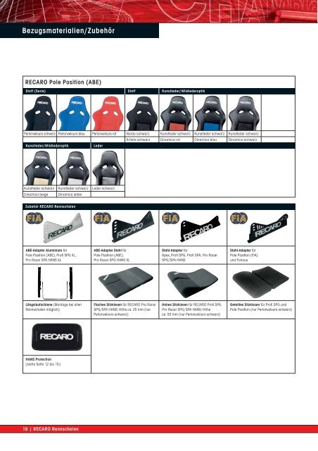 Katalog Recaro Rennschalen (PDF) - BSA Motorsport