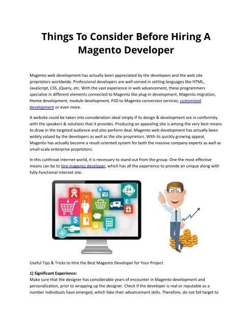 Things To Consider Before Hiring A Magento Developer