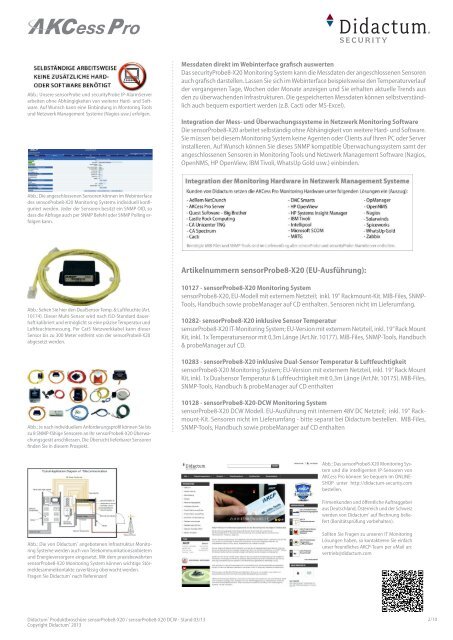 AKCP sensorProbe8-X20 Datenblatt 