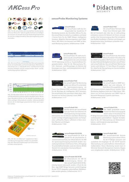 AKCP sensorProbe8-X20 Datenblatt 