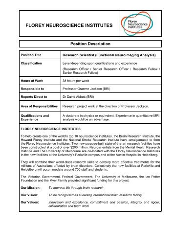 Position Description PDF - The Florey Institute