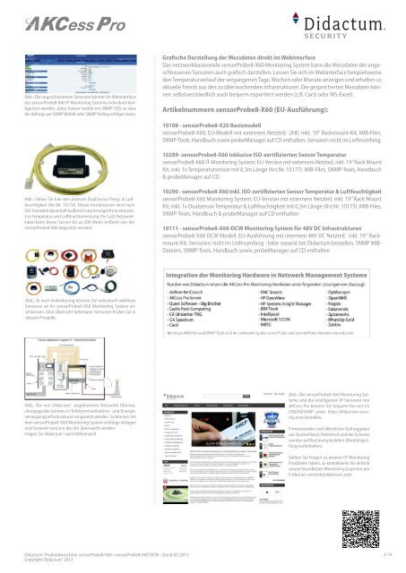 sensorProbe8-X60 von AKCP - deutsches Datenblatt mit AKCP Produktinformation