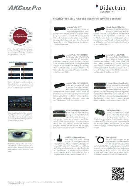 sensorProbe8-X60 von AKCP - deutsches Datenblatt mit AKCP Produktinformation