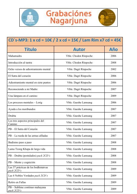 Cursos en CD Audio - Nagarjuna Valencia