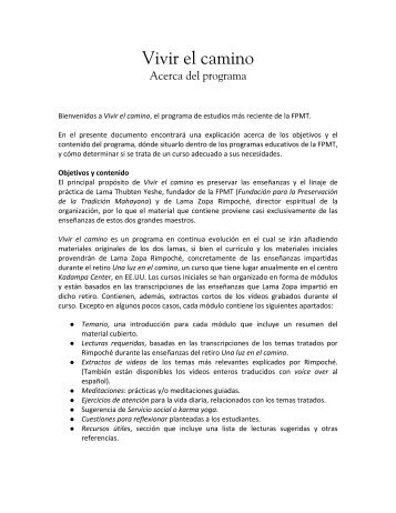 Acerca del programa Vivir en el camino.pdf - Nagarjuna Valencia