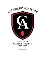 2013-2014 Lower School Handbook - Colorado Academy