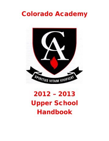 Colorado Academy Upper School Handbook