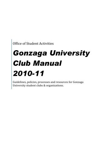 Gonzaga University Club Manual - Gonzaga University School of Law