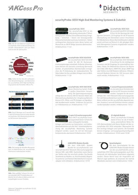 securityProbe 5E-X20 Rack-Monitoring-System von AKCP - deutsches Datenblatt