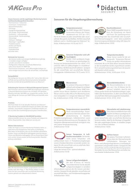 securityProbe 5E-X20 Rack-Monitoring-System von AKCP - deutsches Datenblatt