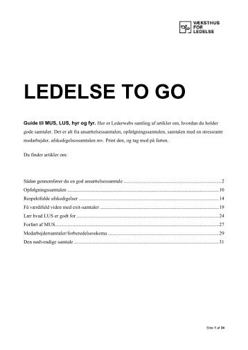 LEDELSE TO GO - gode samtaler