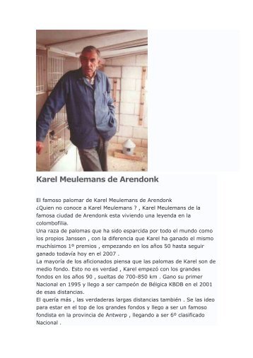 Karel Meulemans de Arendonk - canariasracingpigeon.com