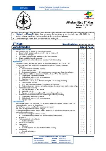 Aftekenlijst 3 Klas 3 Klas - ScoutNet Nederland