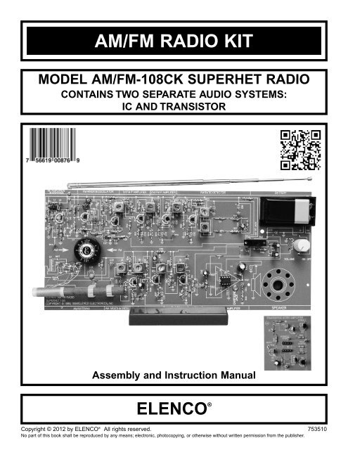 Blue for sale online Elenco AM/FM-108CK Transistor Radio Kit 