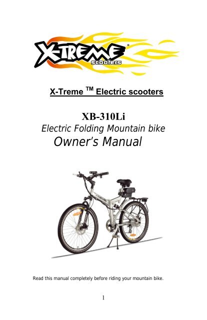 XB-310Li Electric Folding Mountain Bike Owner's Manual - X-Treme
