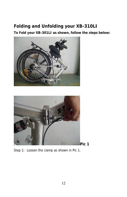 XB-310Li Electric Folding Mountain Bike Owner's Manual - X-Treme