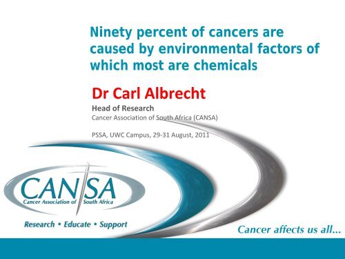 Dr Carl Albrecht - The Cancer Association of South Africa