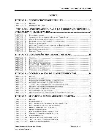 INDICE TITULO 1. : DISPOSICIONES GENERALES ... - Mem