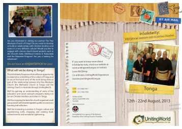 the Tonga InSolidarity 2013 trip brochure for more ... - UnitingWorld