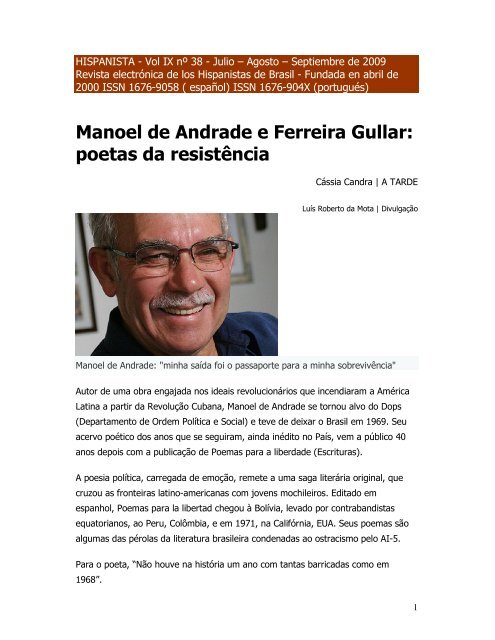 Manoel de Andrade e Ferreira Gullar: poetas da resistÃªncia