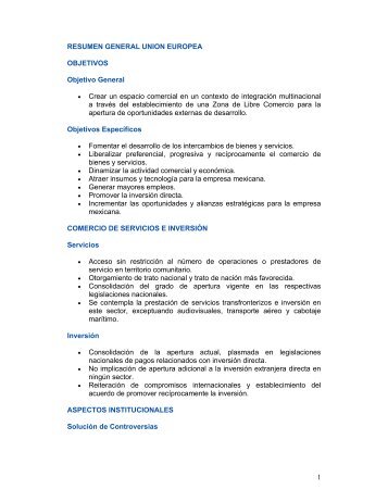 1 RESUMEN GENERAL UNION EUROPEA OBJETIVOS Objetivo ...