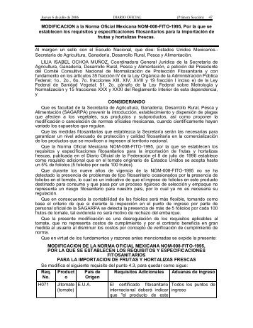 MODIFICACION a la Norma Oficial Mexicana NOM-008 ... - Senasica