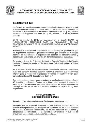 Reglameto Visitas Guiadas - ENP 8 - Universidad Nacional ...