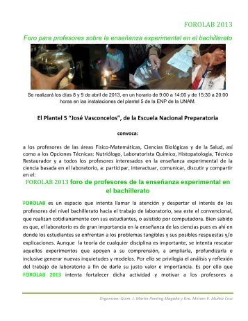 FOROLAB 2013 - ENP Plantel 8 - UNAM