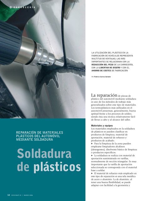 Soldadura de plÃ¡sticos - Revista Cesvimap