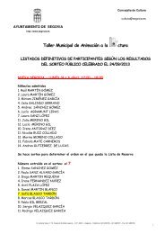 Listado definitivo de participantes tras el sorteo - Segovia Cultura ...