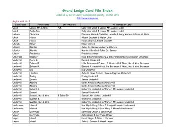 Grand Ledge Card File Index - Eaton County Genealogical Society