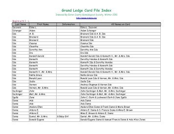 Grand Ledge Card File Index - Eaton County Genealogical Society