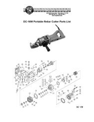 DC-16W Portable Rebar Cutter Parts List - BN Products