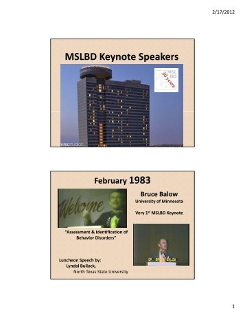 Keynote Speakers & Debates - MSLBD
