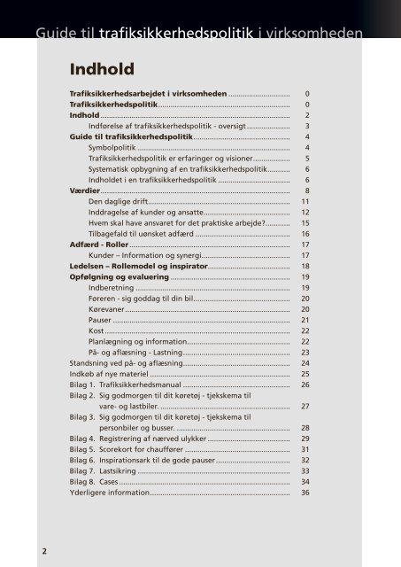 Guide til trafiksikkerhedspolitik i virksomheden - BAR transport og ...