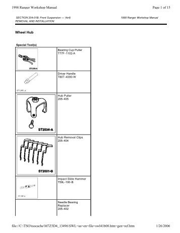 Wheel Hub Page 1 of 15 1998 Ranger Workshop Manual 1/26/2006 ...