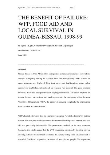 wfp, food aid and local survival in guinea-bissau, 1998-99 - Nina ...