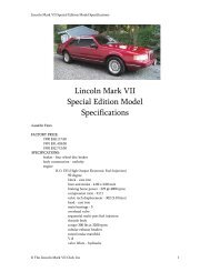 Lincoln Mark VII Special Edition Model Specifications - The Lincoln ...