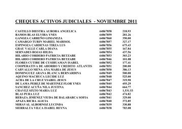 CHEQUES ACTIVOS JUDICIALES - NOVIEMBRE 2011 - Ugel 02