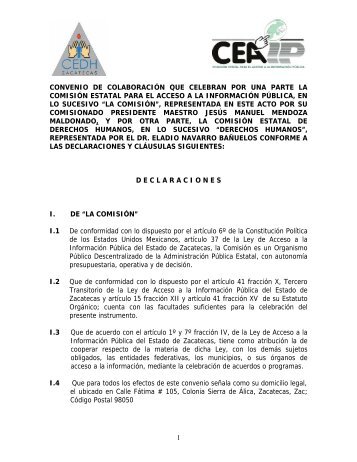 1 CONVENIO DE COLABORACIÃN QUE CELEBRAN POR ... - CEAIP
