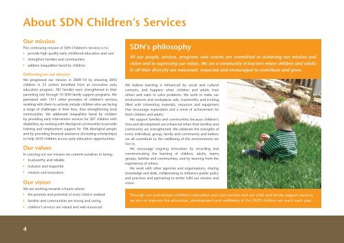 SDN Children's Services Inc. Annual Report 2010