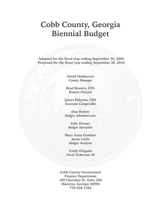 Biennial Budget 2 0 0 9 - 2 0 1 0 - Cobb County Government