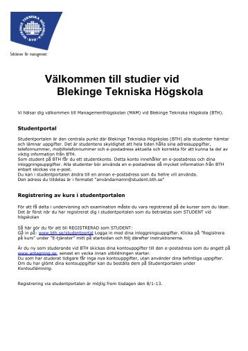 VÃ¤lkommen till BTH - Blekinge Tekniska HÃ¶gskola