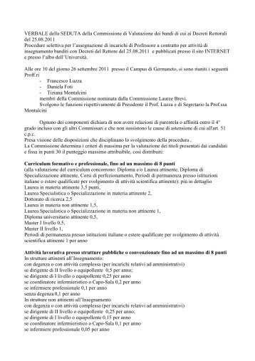 VERBALE della SEDUTA della Commissione di Valutazione dei ...