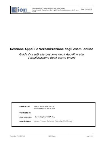 Gestione Appelli e Verbalizzazione degli esami online Guida ...