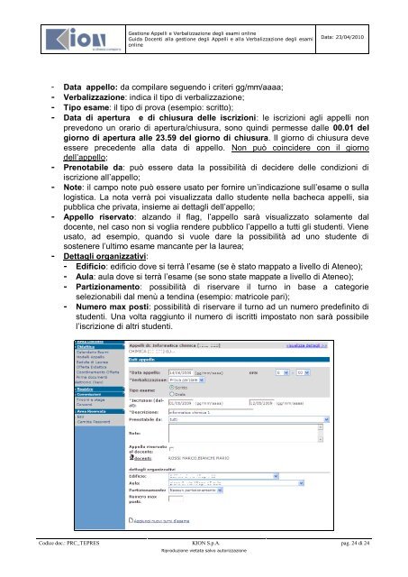 Gestione Appelli e Verbalizzazione degli esami online Guida ...